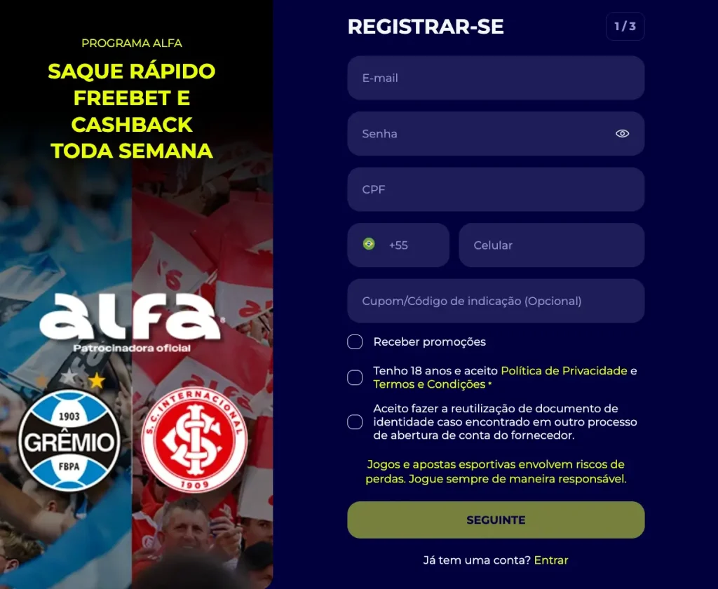 Formulário de inscrição
